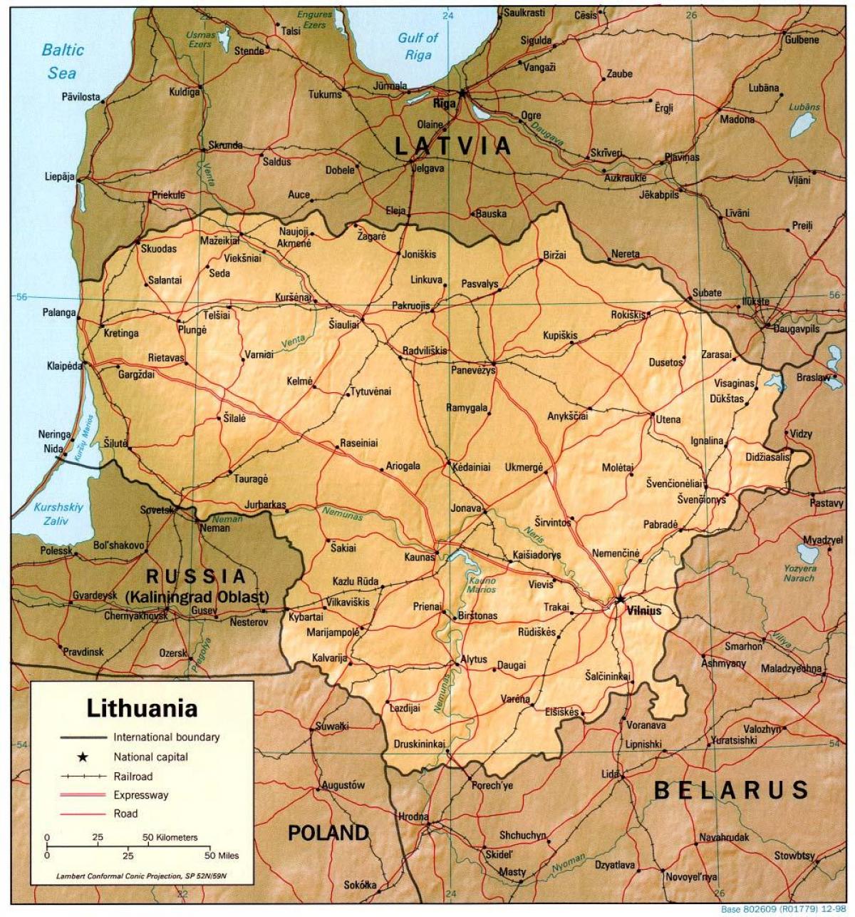 Karta över Litauen