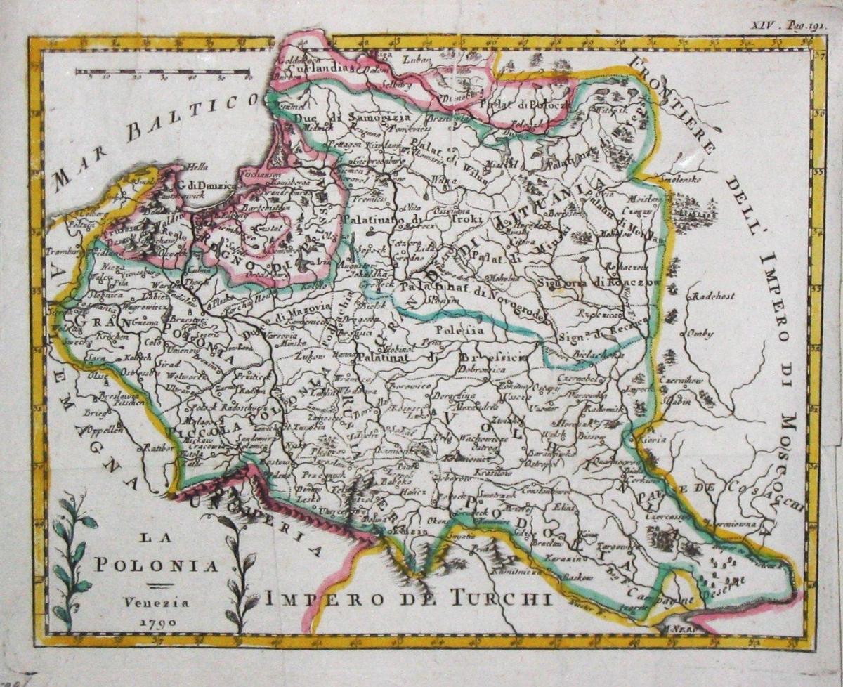 Karta över Litauen gamla 