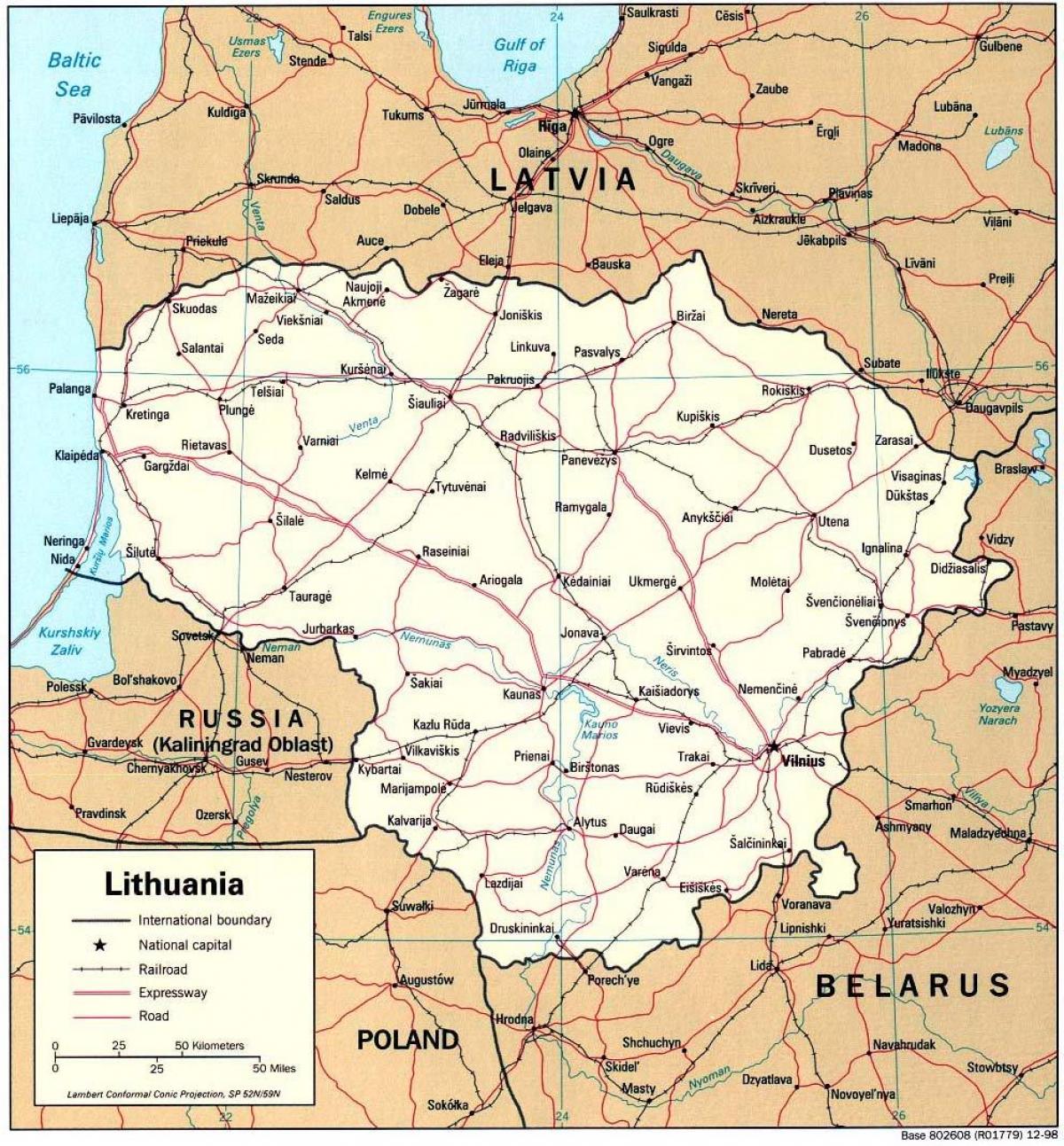 karta som visar Litauen
